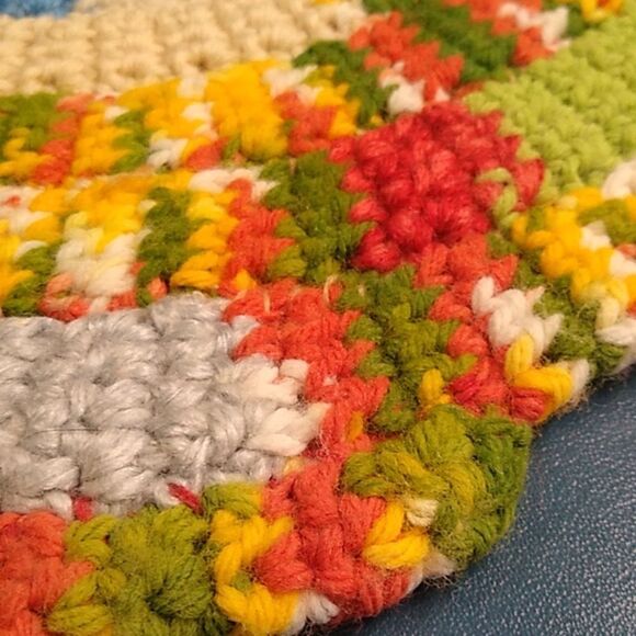 Hand Crocheted & Stitched Round Table, Counter, Chair/Rocker Seat Cushion Or Rug - Picture 4 of 7